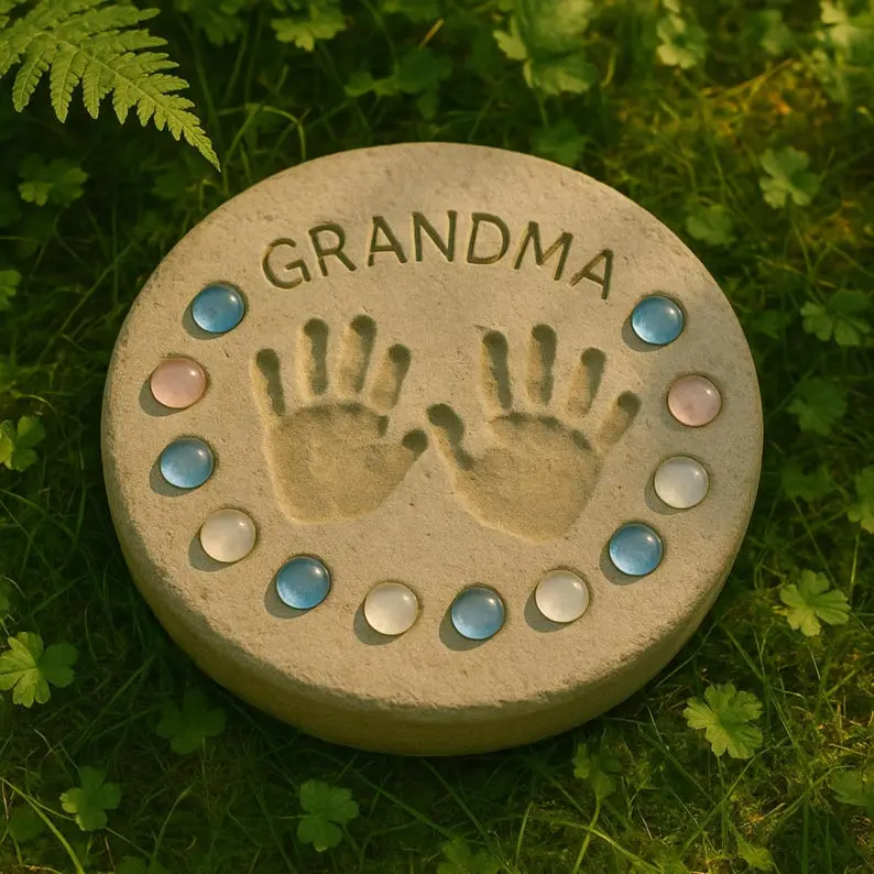 DIY Garden Stone Kit, Large Garden Stone Kit, Handprint Garden Stone, Fathers Day Gift for Dad or Grandpa, Toddler Activities Art, Grandma