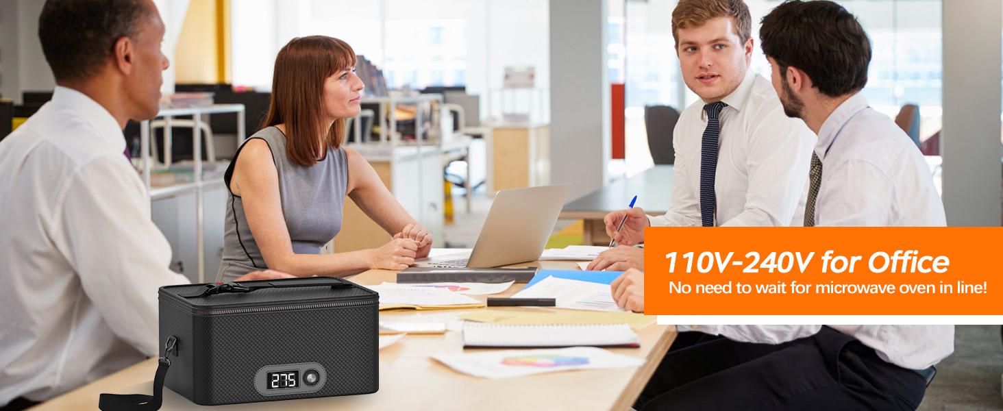 CuLiDing Portable Oven-12V/24V/110V-240V Food Warmer&Heated Lunch Box for Road Trips/ Camping/ Picnics/ Family Gatherings&Tableware(Black)