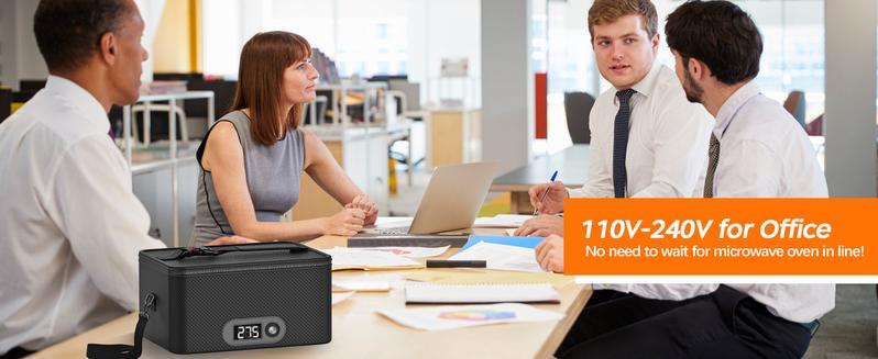 CuLiDing Portable Oven-12V/24V/110V-240V Food Warmer&Heated Lunch Box for Road Trips/ Camping/ Picnics/ Family Gatherings&Tableware(Black)