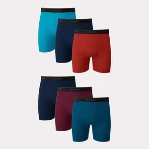 Hanes Men's Boxer Brief Value Pack Moisture-wicking Cotton Assorted Solids 6-pack Underwear Multi Comfortable Fit Soft Stretch Fabric Breathable 7349k6