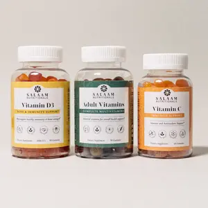 Salaam Nutritionals Halal Adult Daily Essentials Bundle 3 Bottles Multivitamin Vitamin D3 and Vitamin C Gummies