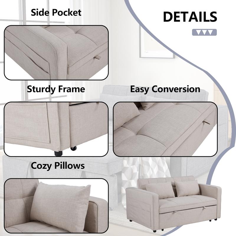 [TikTokShopBlackFriday]EBELLO Convertible Loveseat Sofa Bed | Multifunctiona & Adjustable Backrest | Smooth-Glide Pull-Out | Perfect for Guest Rooms & Small Spaces