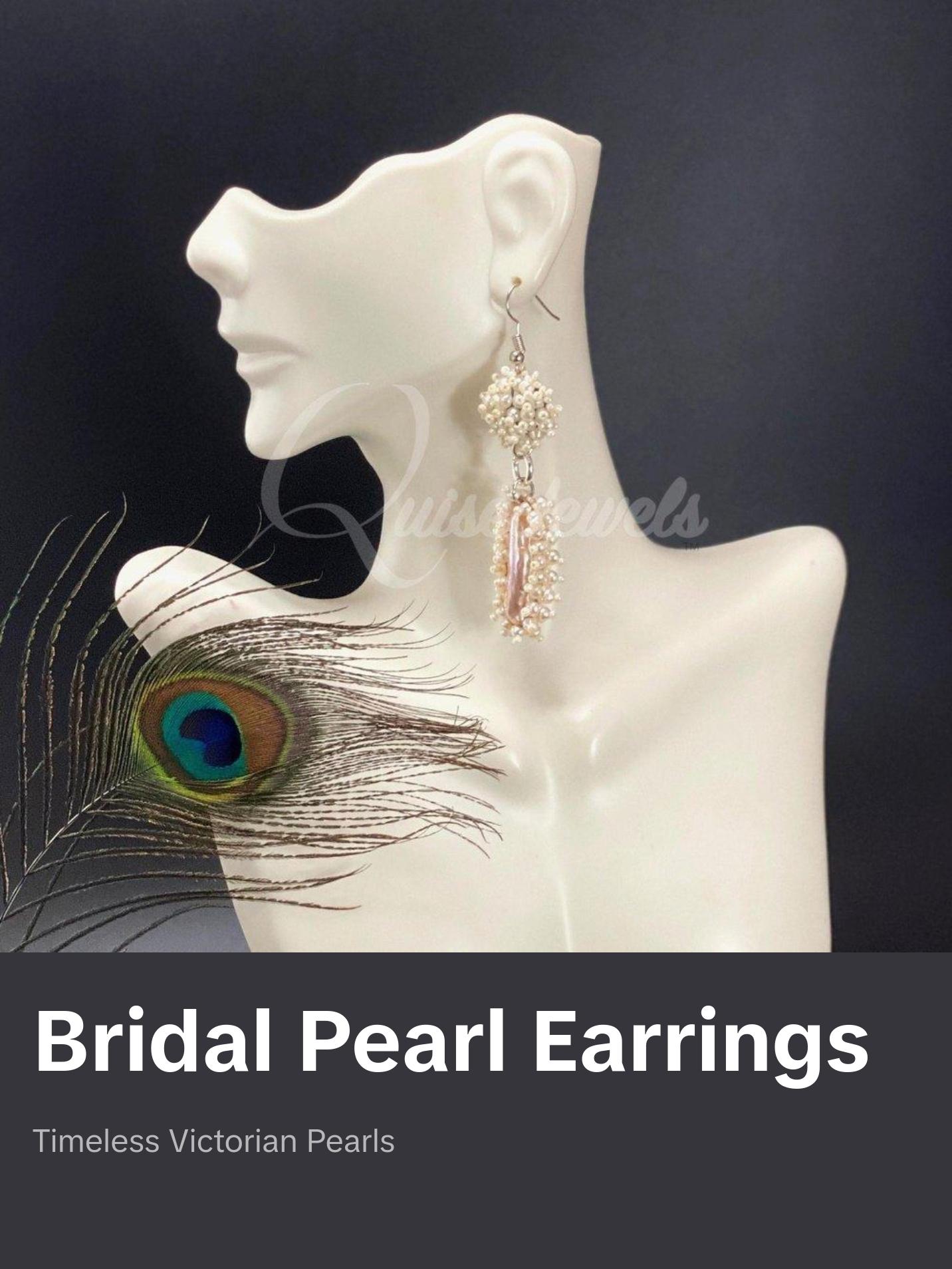 Victorian Style Bridal Pearl Earrings