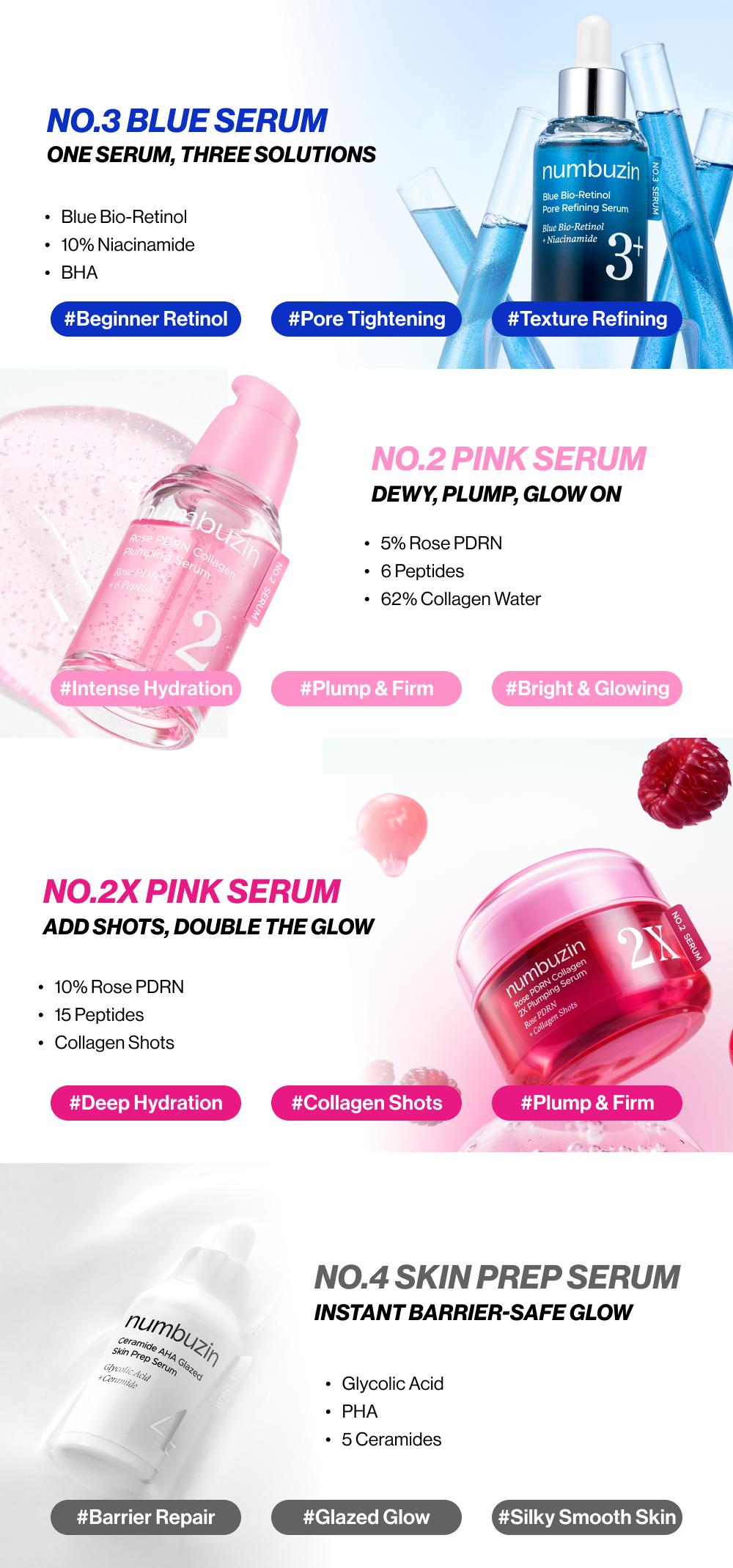 [numbuzin Official] Serum Squad for Skin Concerns - Soothing, Plumping, Pore Refining, Skin Barrier | Collagen, PDRN, Retinol, Niacinamide