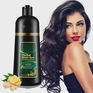 Black Hair Dye Shampoo - 3 in 1 Herbal Instant Hair Color Shampoo for Men & Women - Nourishes & Protects Hair - Grey/White Coverage Champu Para Canas Mujer 500 ML (Black)