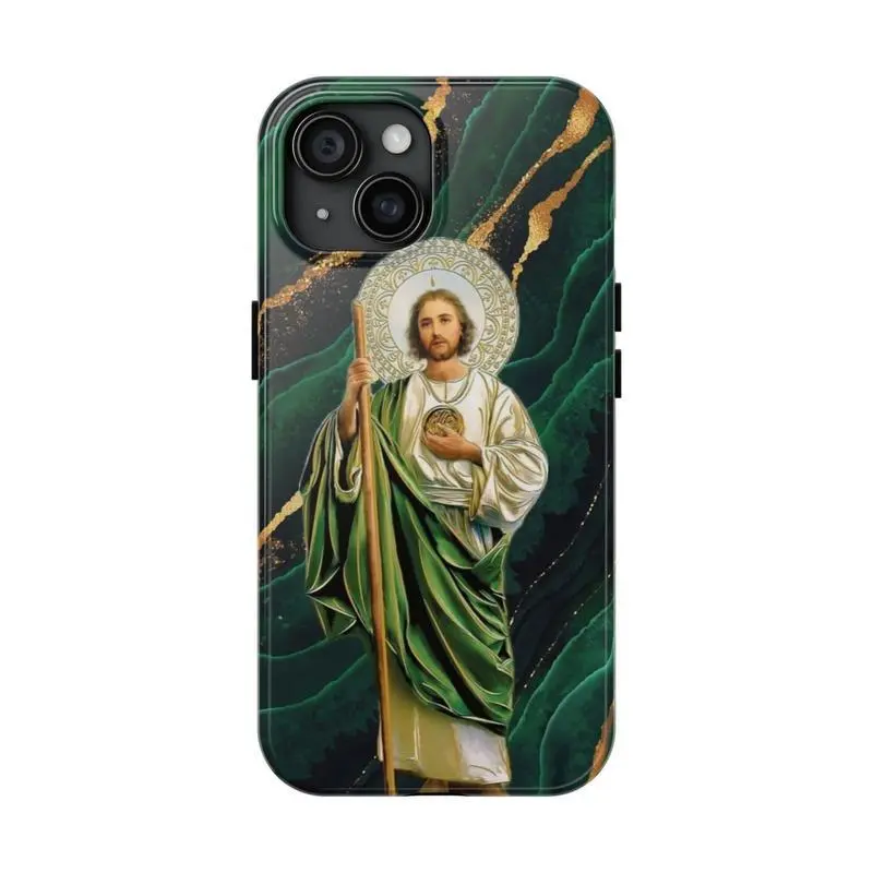 Glossy San Judas Tadeo Collection Smartphone Case - Durable Tough Cellphone Accessory, Handheld Shell for iPhone 11,12,13,14,15,16 with Shock-Absorbing Rubber, Polycarbonate Design