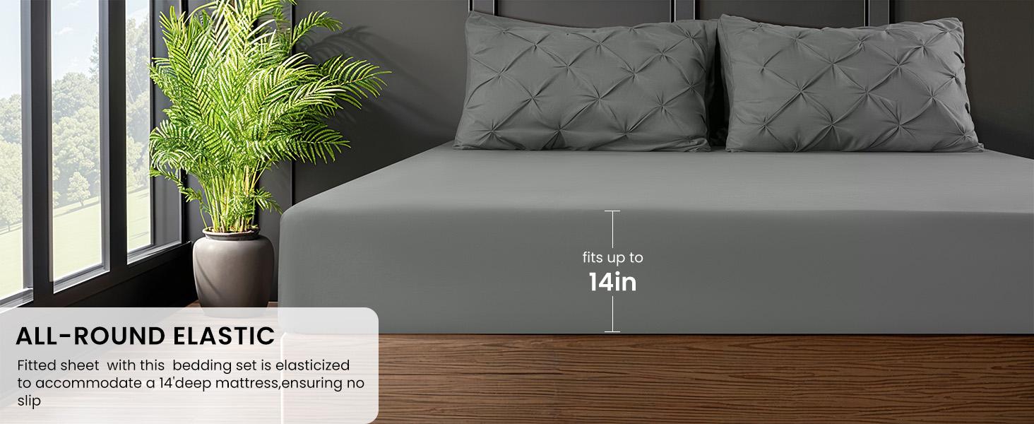 Shilucheng 7PCS Luxury Microfiber Bedding Set Ultra Soft All Season Breathable Duvet Set Cloud Like Hotel Quality Bedroom Bedding Set with Elegant Geometric Pintuck Design Multi Color Machine Washable Soft Bedding Set