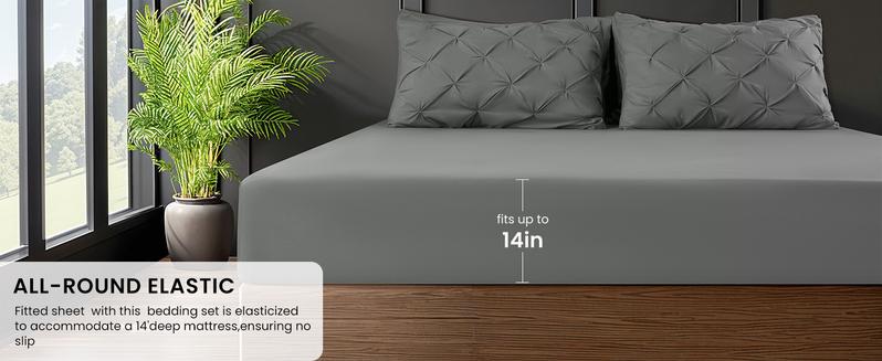 Shilucheng 7PCS Luxury Microfiber Bedding Set Ultra Soft All Season Breathable Duvet Set Cloud Like Hotel Quality Bedroom Bedding Set with Elegant Geometric Pintuck Design Multi Color Machine Washable Soft Bedding Set