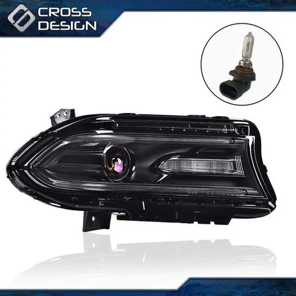 CROSSDESIGN 1pc Right Halogen LED DRL Projector Headlight Assembly - Vehicle LED Light, Car Exterior Upgrade, Great Looking Style, Accessories for Car, Auto Parts Accessories for 2015-2022 Dodge Charger