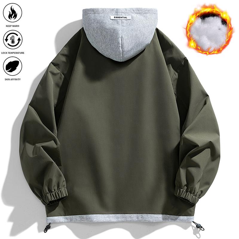 Men’s Winter Hooded Jacket – Fully Open Coat with Multi-Color Design, Loose-Fit Windproof Coat Machine Washable, Suitable for Skiing, Skateboarding & Cold Weather (Casual Outerwear), Men’s Winter Jacket, Men’s Winter Coat, Men’s Winter Jacket