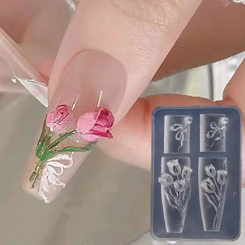 3D Flowers Nail Mold Silicone Nail Tools Flower Nail Charms Resin Molds