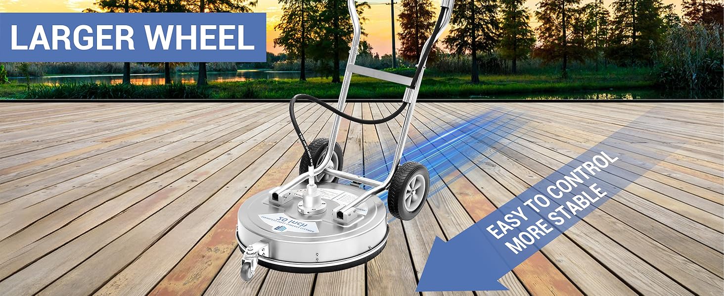 RIDGE WASHER 20’’ Surface Cleaner Dual Handle, Stainless Steel Bigger Stable Wheels Pressure Washer Surface Cleaner, Power Washer Surface Cleaner for Cleaning Driveways, Sidewalks, Patios