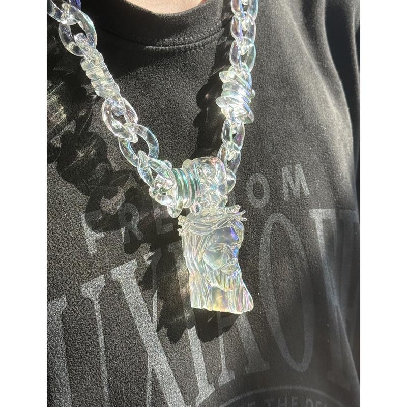 Jesus Pendant Necklace -  Faith Fashion, Trendy Accessories, Personalized Gift, Men's Jewelry, Acrylic Jewelry ,Chunky Transparent Acrylic Jesus Pendant Necklace for Men, Christian Gift, Hip-Hop Style, -Christmas gifts-TikTokShopBlackFriday