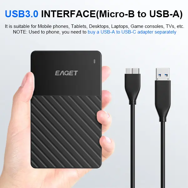Portable USB 3.0 External Hard Drive for Data Storage, desktop storage drive, Compatible with PC, Mac, PS4/PS5, Xbox, TV, for Gaming, Office, File Backup，5Gbps High-Speed Transfer, 1TB/500GB/250GB Large Capacity, Plug & Play, Ultra Quiet, Auto Hibernate