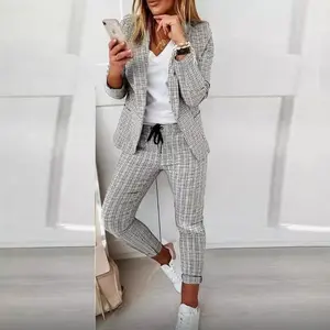 Women's 2 Piece Casual Blazers Open Front Long Sleeve Jackets and Pencil Pants Business Office Suit Set Fall Outfits