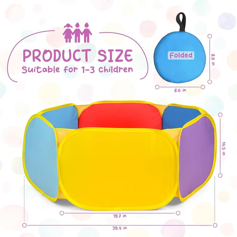 Kids Ball Pit Large Pop Up Childrens Ball Pits Tent for Toddlers Playhouse Baby Crawl Playpen with Basketball Hoop and Zipper Storage Bag, Balls Not Included (1M Multicolor)