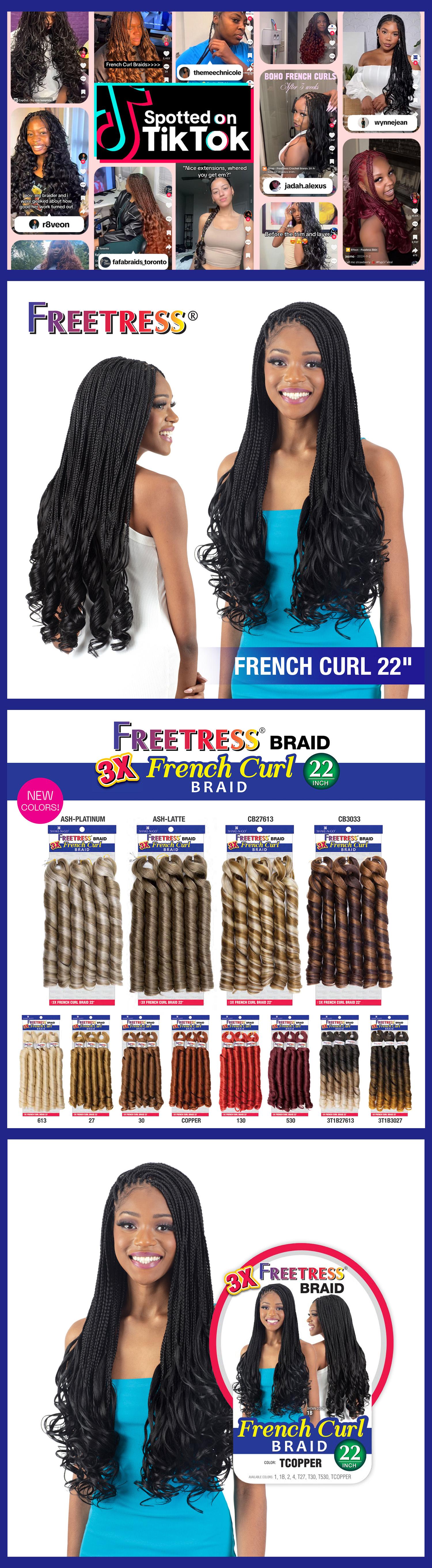 FreeTress Crochet Braids 3X French Curl 22"