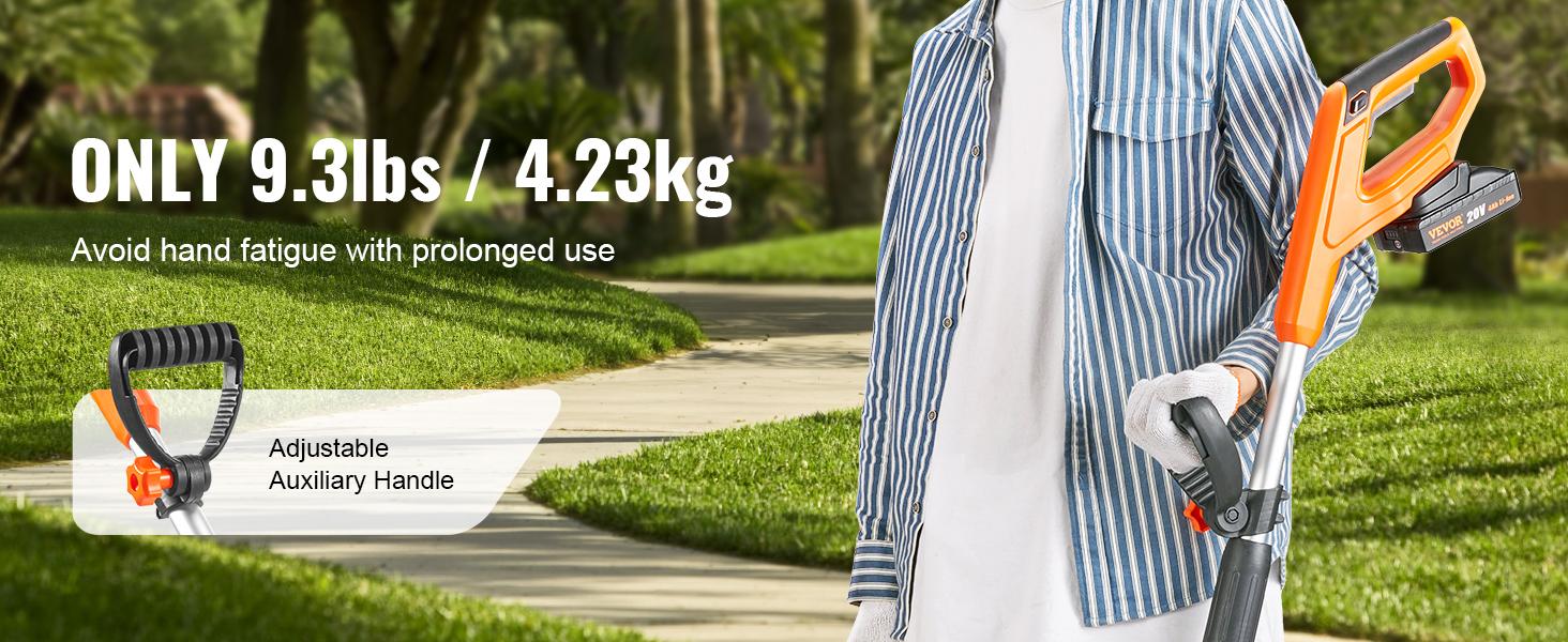 VEVOR Lawn Edger, TikTokShopBlackFriday, 20 V Battery Powered Cordless Edger, 9-inch Blade Edger Lawn Tool with 3-Position Blade Depth, Battery and Charger Included, for Lawns, Driveways, Borders, and Sidewalk Edges