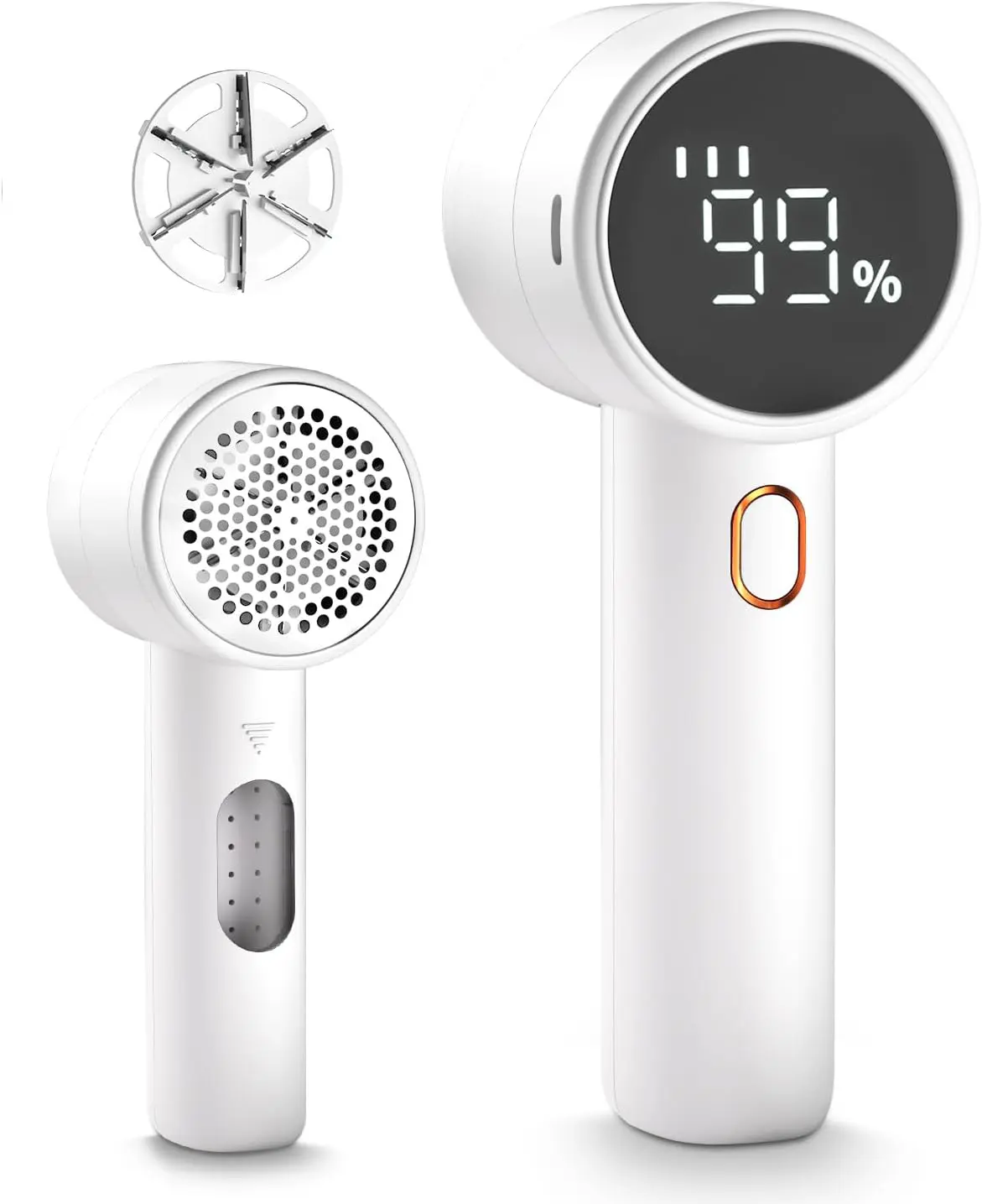 Household Small Compact Electric Fabric Shaver - Rechargeable 2600mAh Pet Hair Remover with 6-Blades, Bionic Mesh, LED Digital Display, Safety Lock, 3 Speeds, Lint Collection Container, 1-Hour Runtime for Clothes, Sweaters, Sofa, Fuzz Removal