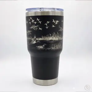 30 oz Half-Print Unbranded Duck Hunter Theme Tumbler - Personalized Mallard Duck Coffee Mug Gift for Hunting Enthusiasts High-Quality Ceramic Microwave & Dishwasher Safe