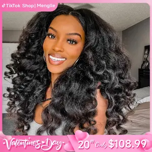 [200% Density] Menglle Yaki Loose Wave/Yaki Straight/Yaki Burmese Curly/Loose Deep Wave No Yaki 13x4 Lace Front Wigs Human Hair Pre Cut Lace Glueless Yaki Bounce Wand Curly Wig Natural Hairline Beginner Friendly#springfresh#GiftedInLove