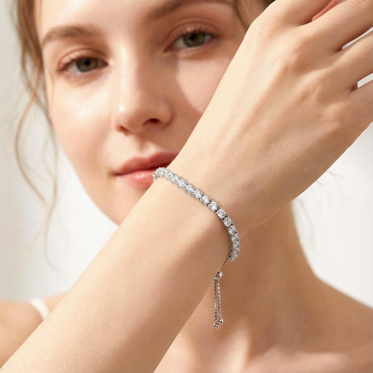 Delzzad 6.6ct Starlight Adjustable Bracelet Synthetic Moissanite Bracelet Jewelry Copper Chain Perfect Birthday Engagement Wedding Anniversary Valentine's Day Gift Delzzad 6.6ct Starlight Adjustable Bracelet Synthetic Moissanite Bracelet Jewelry Copper Chain Perfect Birthday Engagement Wedding Anniversary Valentine's Day Gift