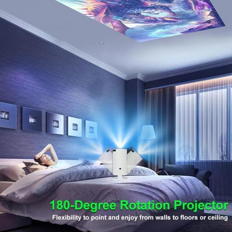 XBJ Mini Smart Projector HY300 4K/720P Resolution Android 11 WiFi BT 5.0 Auto Keystone 130" Screen 180° Flip Audio Home Theater Surround Sound Portable Projector