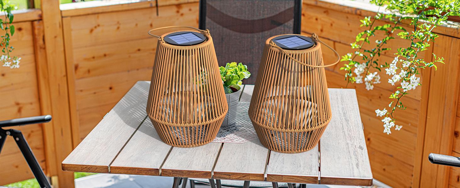 Solar Garden Lights, 2/4Pack Handwoven Rattan Solar Lantern, Special Design Outdoor Solar Garden Lights, Waterproof Solar Lights Suitable for Patio, Yard, Porch, Pathway, Decorative Lighting