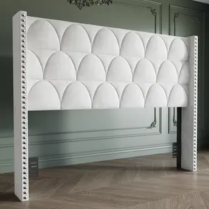 Luxury Velvet Wingback Headboard King Size - Scalloped Upholstered Bed Headboard with Nailhead Trim