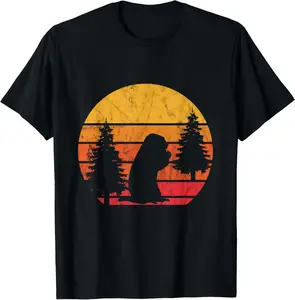 100% Cotton Rodent Marmot Earth Squirrel Retro Vintage Sunset Rodent T-Shirt