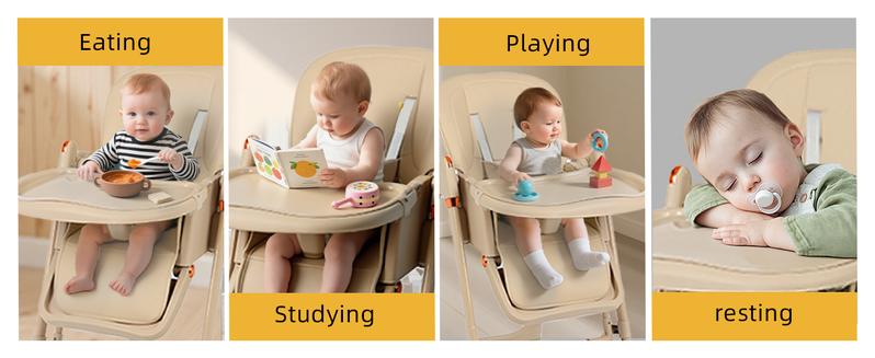 New High Chair & Cradle For Children's,Multifunctional 6 in 1 Adjustable High Chair with Removable 3-Position Adjustable Tray, stain resistant Stability Structure & 3-Point Safety Harness,Dining Room Furniture