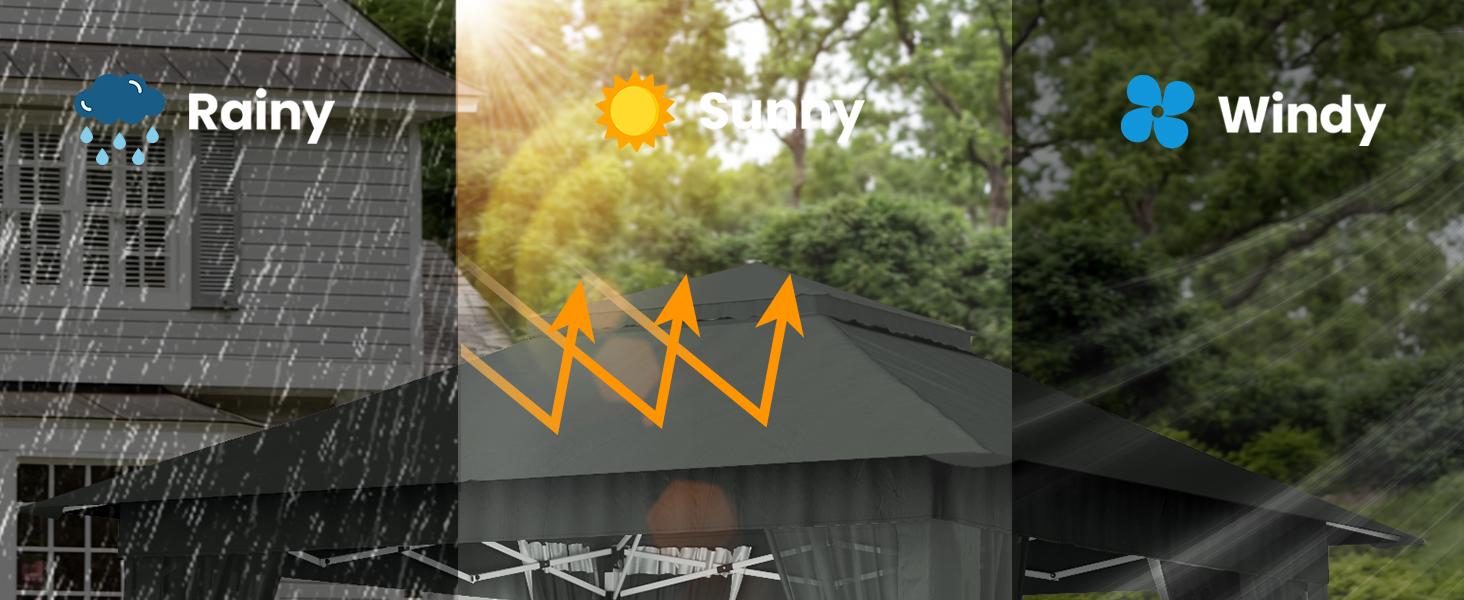 Gizoon 11x11 Pop Up Gazebo Tent with Mosquito Netting, Instant Gazebo, Party Tent with Roller Bag, Pop Up Canopy Tent for Parties Patio Lawn Backyard Garden Deck, Grey