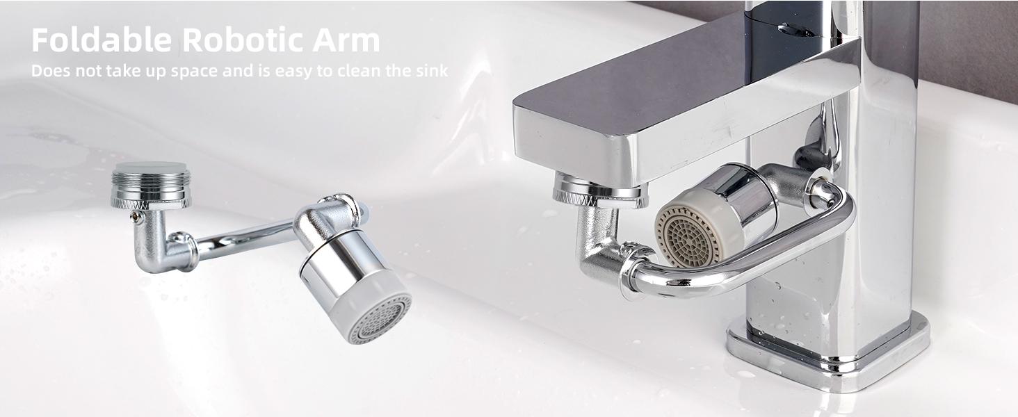 Hibbent 1080° Rotatable Faucet Extender, Swivel Faucet Aerator, Metal Faucet Attachment Dual Function Kitchen Bathroom Sink Sprayer Attachment for Gargle/Eye/Face Washing 15/16'' Male Thread