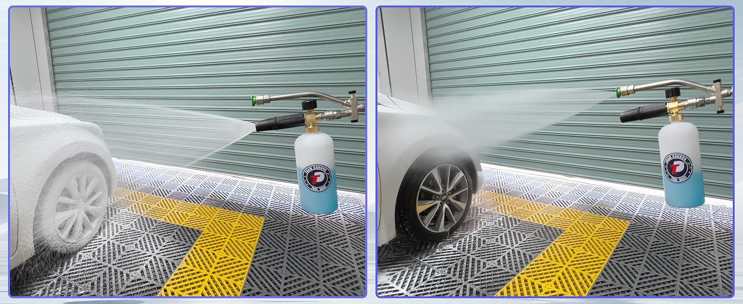 Tool Daily Foam Cannon with Dual Connector Accessory, 1/4 Inch Quick-Connect Quick Connect 5 Nozzle Tips 1 Liter Adjustable Snow Foam Lance for Pressure Washers, ChristmasGift