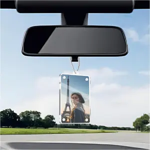 JOYTUTUS Premium Version Acrylic Lanyard-style car clip refrigerator magnet photo frame DIY photo wall multi-functional 3-inch magnetic photo card display, Hang it on a keychain, bag, or anywhere,Rearview Mirror Charms—For Loved Ones, Friends, and Pets