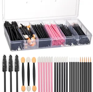 Disposable Makeup Tool Kit,Brow brush/Mascara brush/Lip Applicators/Eyeshadow applicators/Eye liner brush,JASSINS Makeup Disposable Accessories With Organizer Box