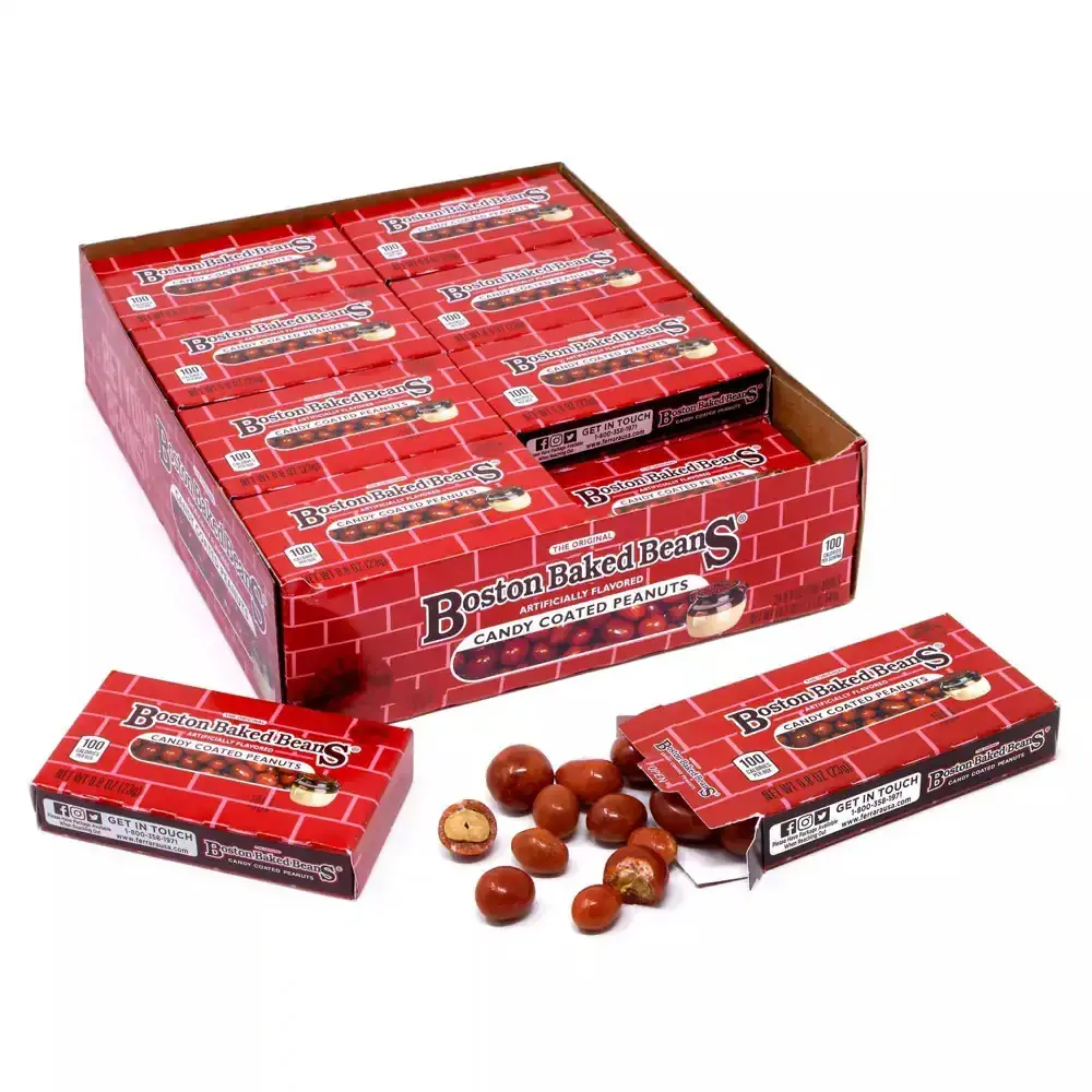 Boston Baked Beans Candies Pack - 24 Boxes of 0.8 oz Coated Peanuts, Flavored Sweet Original Candy, 1924-Founded Tasty Snack