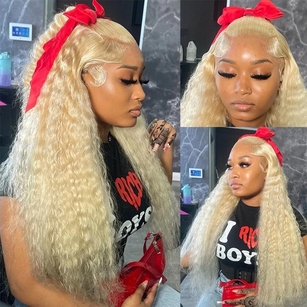 KingSup 613 Blonde Body Wave 100% Human Hair 13x6 HD Lace Front Wig Soft Lightweight Pre Plucked With Baby Hair Super Soft And Natural Looking Breathable Adjustable Strap Comfortable  No Shedding Can Be Dyed Bleached Restyled