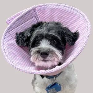 Soft Dog Cone for Surgery Recovery – Comfortable & Flexible (Pink Houndstooth)