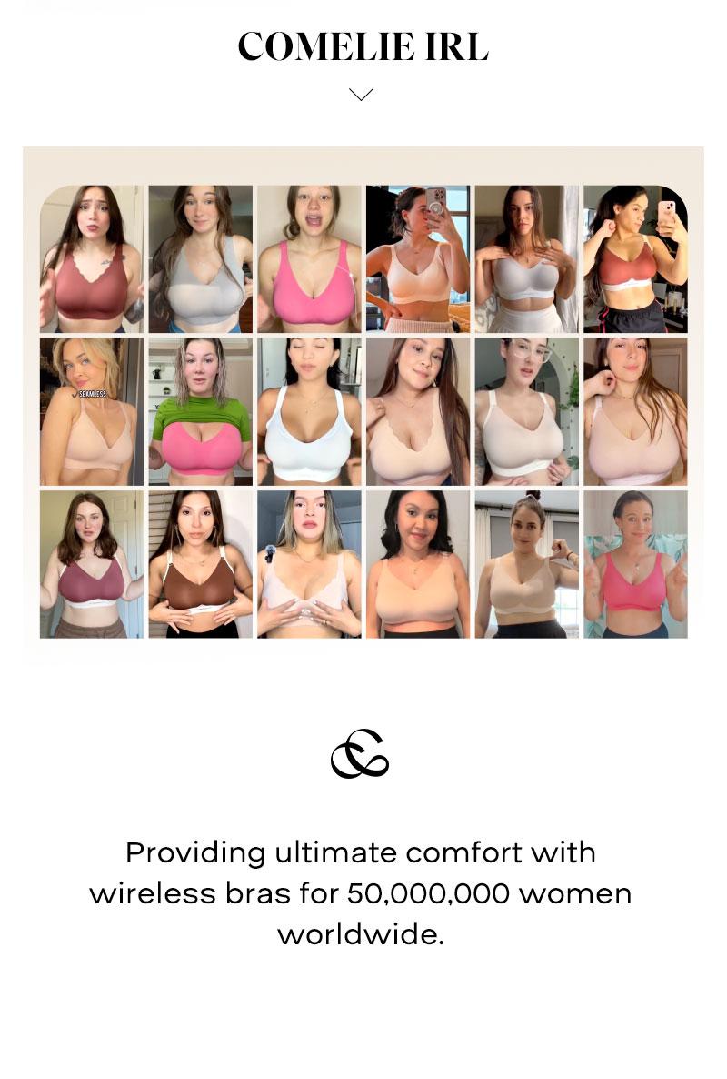 Comfelie Women Plus Size Luxury Satin Curve Pop Soft Seamless Bra No Underwire Bra Comfort Seamless Bra With Free Laundry Bag EB072