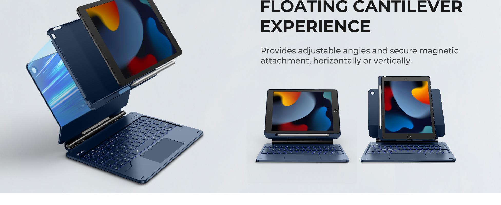 Dexnor for iPad 9th Generation Case with Keyboard Floating Cantilever Magnetic Stand Multi-Touch Trackpad Backlit Pencil Holder Magic Style Keyboard Case for iPad 9th/8th/7th Gen 10.2 inch