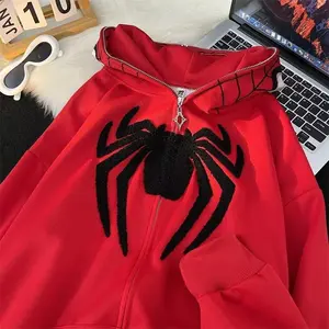 Halloween Spider Hoodie Y2k Full Zip Up Jacket Women Men Cute Hoodie Oversized Graphic Hoodies Hip Hop Sweatshirt Casual Fashion