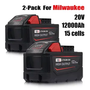 2-Pack 18V 12.0Ah Battery For Milwaukee M18, Fits 48-11-1890 48-11-1850 Cordless Power Tools,High-capacity battery. lithium ion