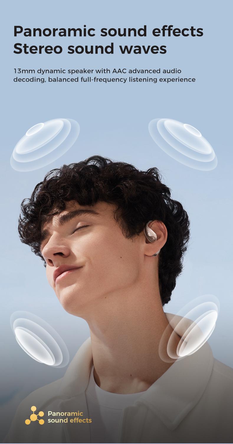 MINISO X33 Open-ear Design Wireless Earphone, HiFi Sound Quality Music Wireless Earbuds, Gaming Earbuds with Low Latency, Comfortable Wearing Earbuds with Built in Mic, Audio