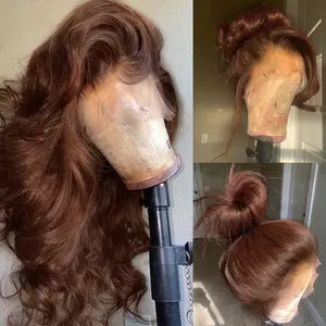 Brown Body Wave Lace Front Wigs Human Hair 13x6 HD Lace Chocolate Brown Human Hair Wig  180% Density Body Wave Lace Front Wigs for Woman 32 Inch