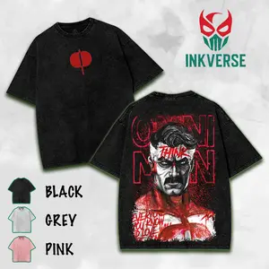 Omni-Man- Think Invincible Washed Tee, Cotton, Unisex Streetwear, Retro Anime Graphic Shirt, Perfect Gift for Fans Fabric Menswear graphic tee lover