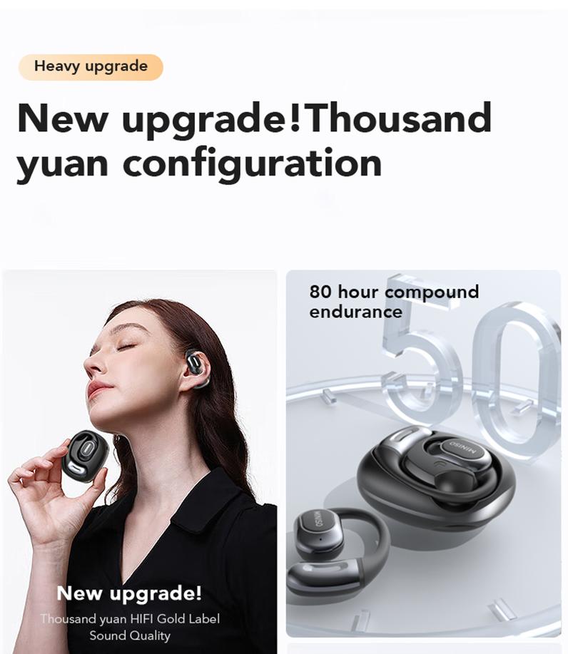 MINISO MS156 Open-Ear Wireless Bluetooth Earphones IPX5 Waterproof High-Fidelity Sound for Outdoor Activities & Daily Use