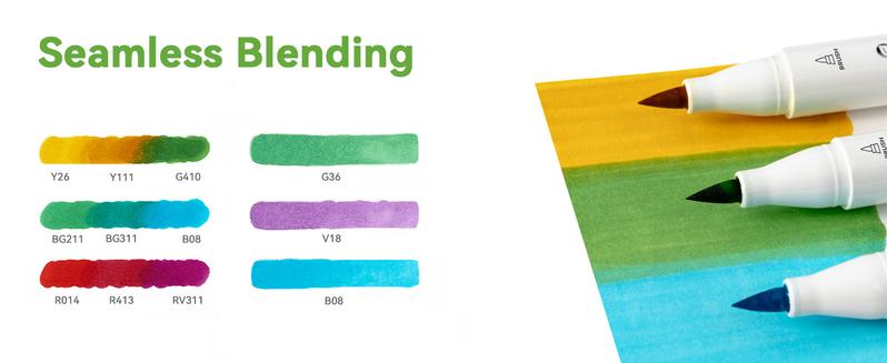 Ohuhu Alcohol Markers: Brush and Chisel Dual Tips - 24 Basic Colors - Double Tipped Alcohol Based Art Marker Set for Artist Sketching Adult Coloring Illustration - AP Certificated - Honolulu  Series of Ohuhuart