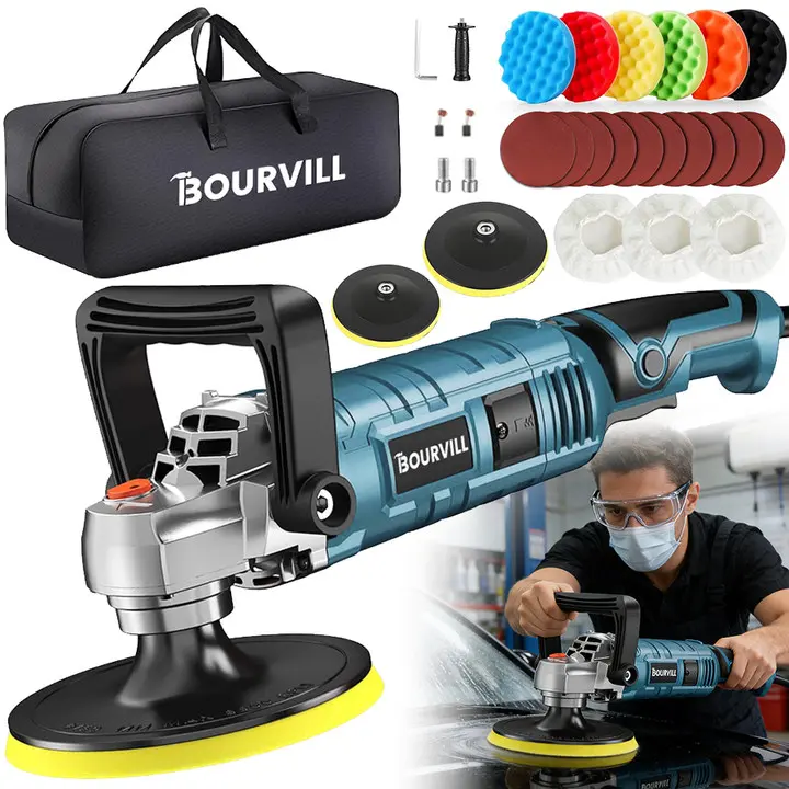 Buffer Polisher, 1600W 7 Inch Rotary Buffer Polisher Waxer, 7 Variable Speed 500-3300 RPM, Detachable Handle for Car, Boat Sanding, Polishing, Waxing Tool Box Tool Kit Heavy Duty#fathersdaygift