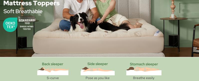 【BEDLORE】Bamboo Mattress Topper, Thick Pillow Top Mattress Pad with Stretchable Deep Pockets (Fits 6–18 Inch Mattresses), Soft & Breathable, Ideal for Bedroom & Home Use